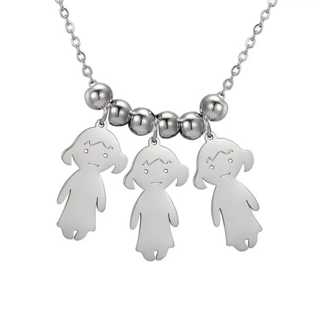 Lemegeton Collana con Ciondolo Personalizzato su Misura Nome di Famiglia Bambino Bambina Bambini per Donna Uomo Bambino Nome Data Inciso Gioielli Regalo