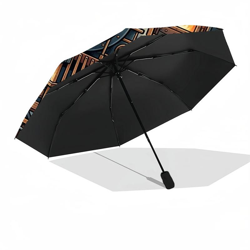 Winter Tiger Treasure Pattern Umbrella, Portable and Foldable Design, 8 Ribs, a Casual Accessory for Halloween, Christmas, and Birthday Gifts.