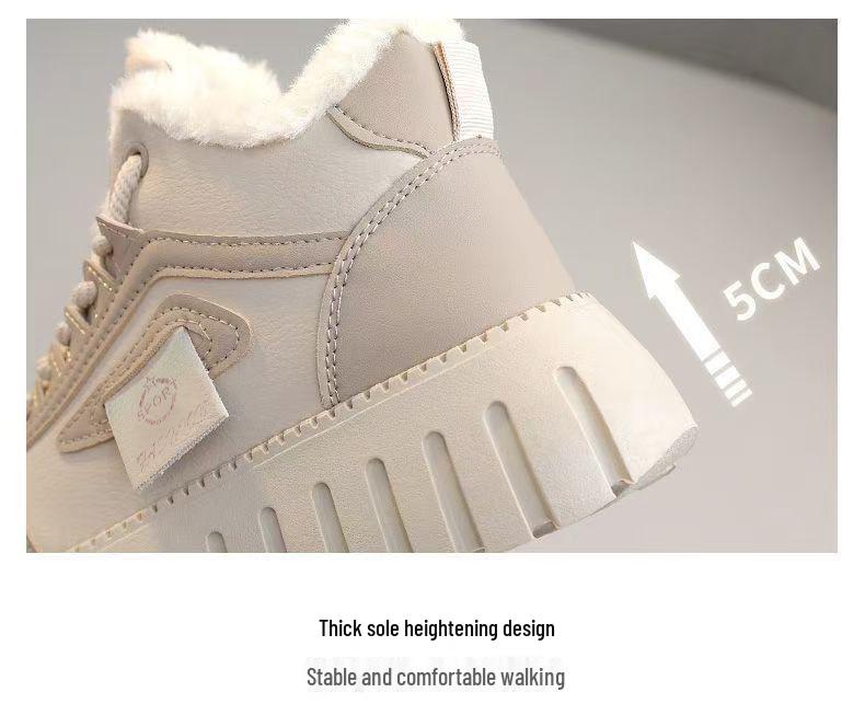 Pantofi casual de damă cu talpă medie, din bumbac gros, stil coreean – Călduroși și confortabili pentru iarnă