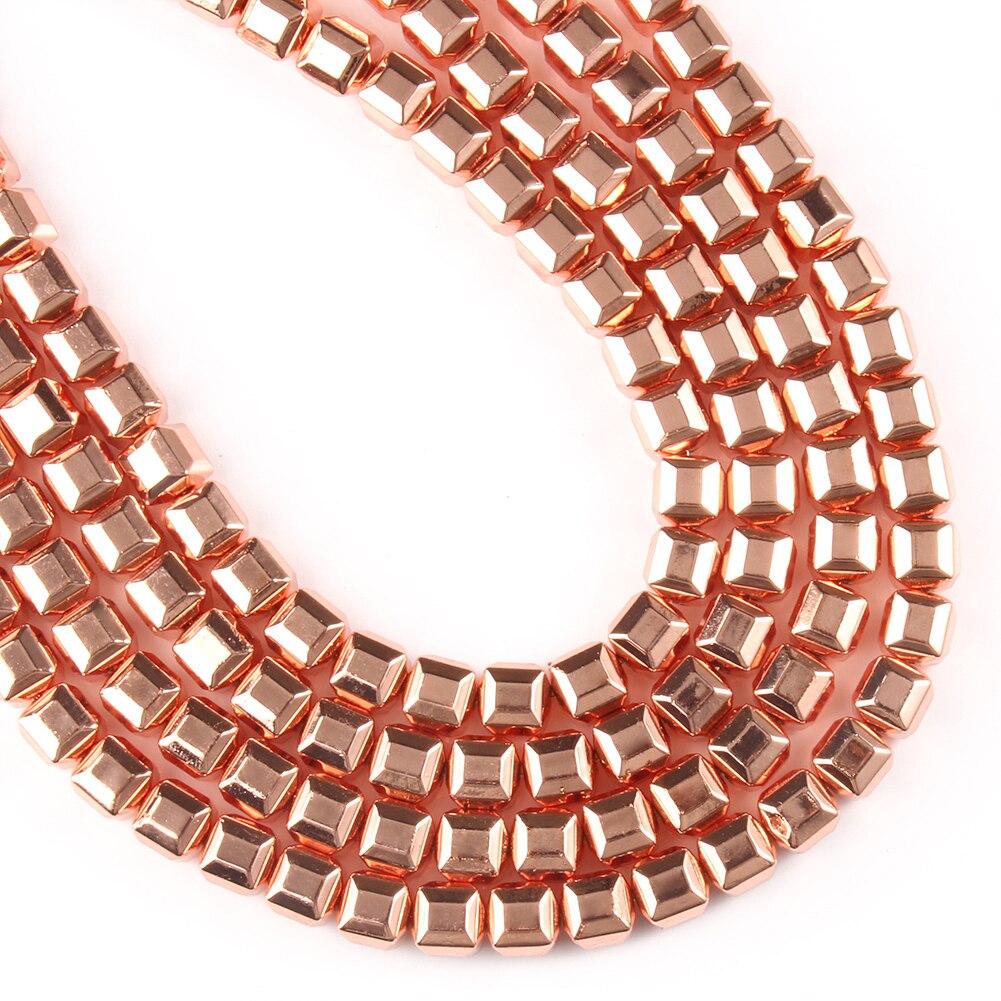 

Гладкий цвет розового золота гематитовый камень граненый куб свободные бусины «сделай сам» для изготовления ювелирных изделий подарочные браслеты 15 дюймов нить 3/4/6/8 мм 4mm 111pcs розового золота