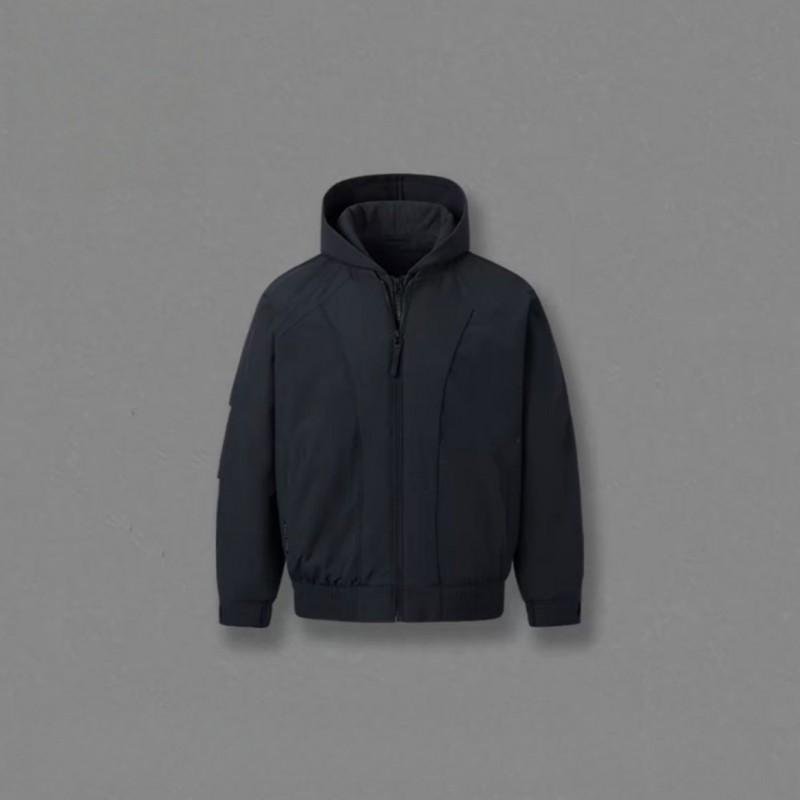 Herren einfarbige Kapuzen-Baumwolljacke Warmer Freizeit-Wintermantel Mode Vielseitig Lockerer Schnitt