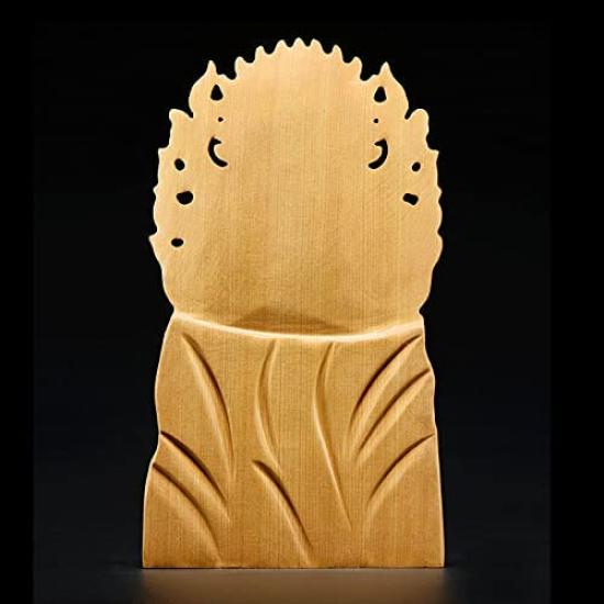 Seven Lucky Gods Figurine Hotei Natural Clifftop Buddha Statue Wood Carving Feng Shui 20cm x Width 11cm x Depth (Height 4cm)