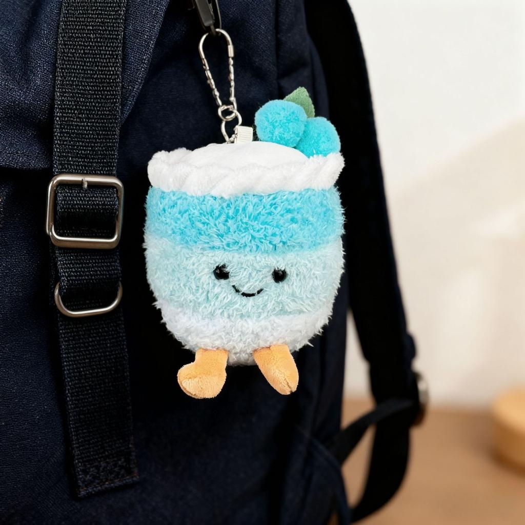 Cartoon Birthday Cake Series Keychain Cute Soothing Decoration Companion Plush Doll Soothing Toy Christmas Holiday Gift