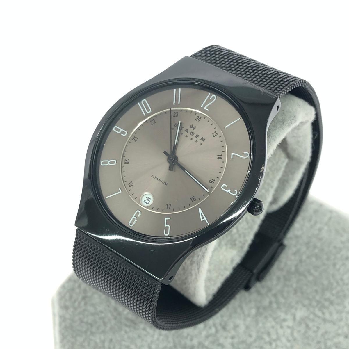 Used Skagen Watch/Quartz Titanium/Gunmetal J233XLTMBM Black Ladies/240001208896