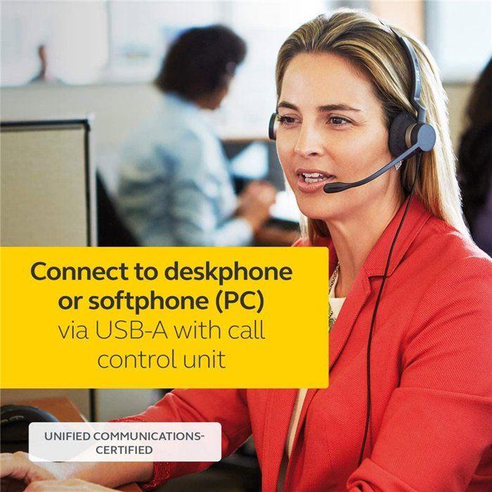 Micro-casque Jabra BIZ 2300 USB UC Duo - Noir - Perche Télescopique - Stéreo - Sur-oreille