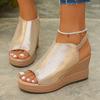 Roman Sandals For Women Summer Thick Sole Pu Fish Mouth Slip On With Elastic Band