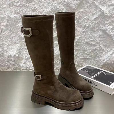 Fashion Flats Women High Boots Suede Winter Designer Shoes Fashion Casual Woman's Boots 2025 New Dress Brand Goth Mujer Chelsea Botas