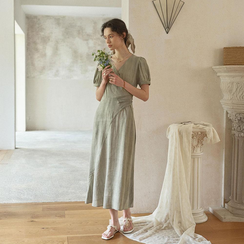 Simpeulleteulo Sr_Irregular Strap Short-Sleeved Dress