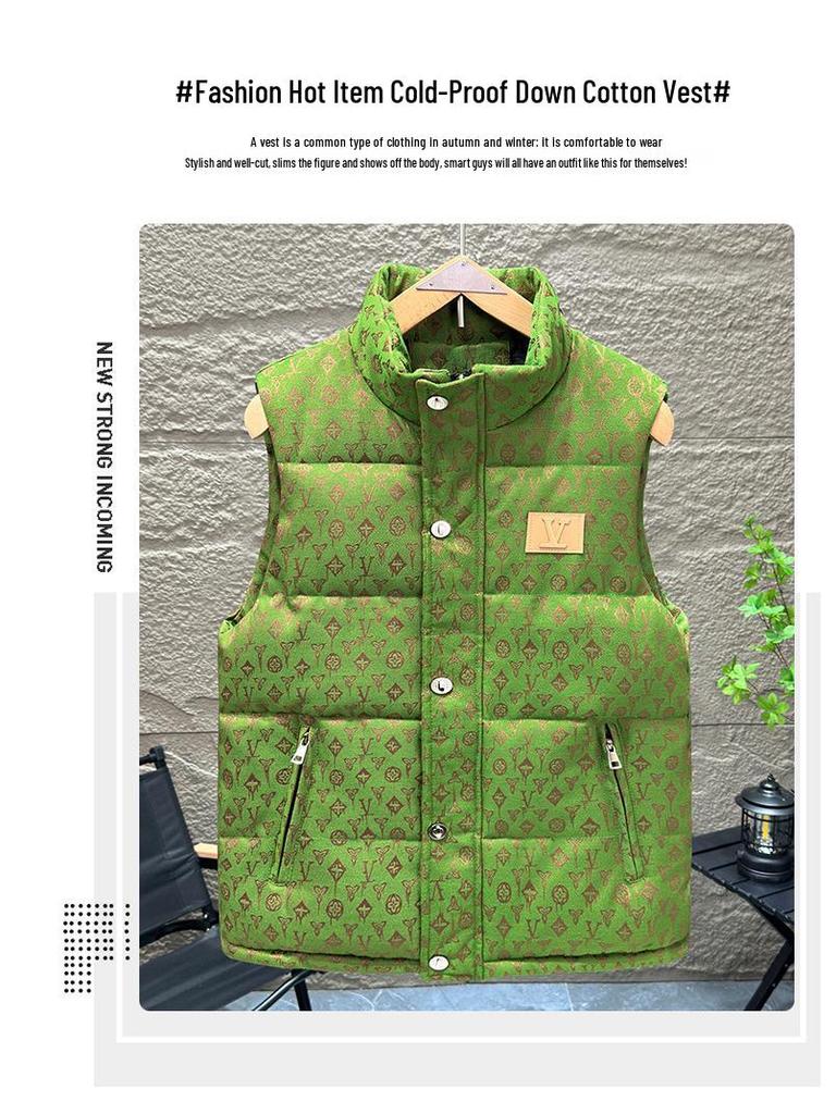 Men's Stand Collar Sleeveless Cotton Vest - 2025 Autumn/Winter Collection