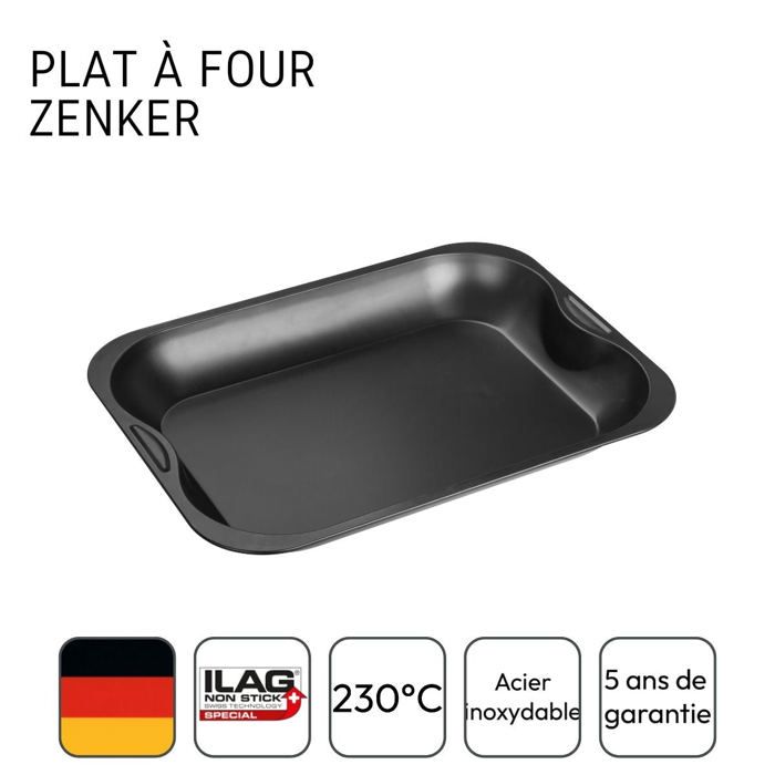 Plat à four - Zenker - Rectangulaire 40 x 30 cm - Acier - Antiadhérent - Classique