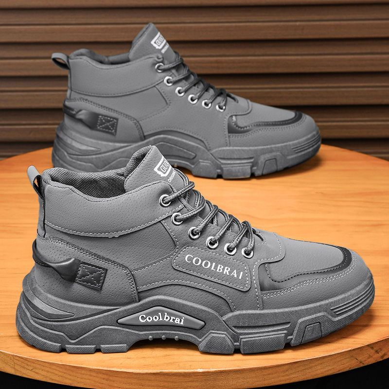 Høye sko, Herrestøvler, Internettkjendis Koreansk Stil Trendy Arbeidsklær Korte Støvler, Sportssneakers