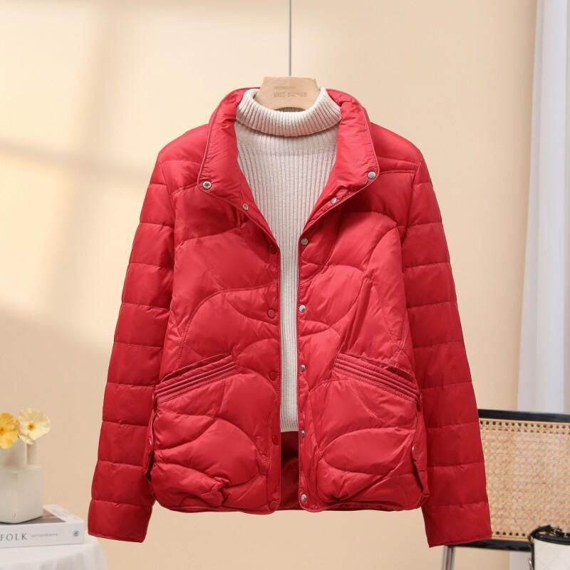Retro short stand-up collar small women's down jacket fashionable casual warm white duck down jacket autumn and winter new products