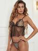 Women Lingerie Sexy Lace Leopard Camis Crop Top G-String Nightgown Set Porno See Through Underwear Erotic Clothing Sex Costume