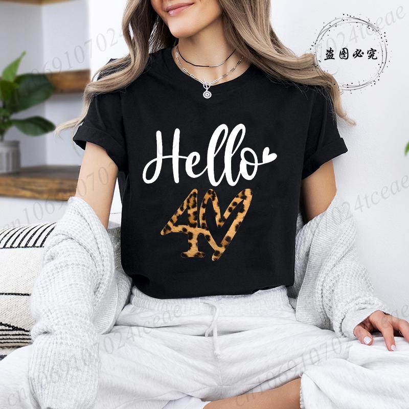 Unisex'S Casual T-Shirts It's My 40th Birthday Leopard Print T-Shirt Short Sleeve Top Casual Wear Birthday Party Graphic Tee Tops