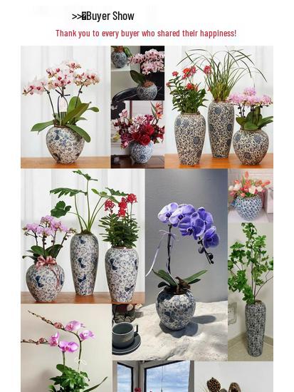 35CM Blue and White Porcelain Vase: Chinese-Style Ceramic Flower Container for Hydroponic Bamboo or Living Room Décor.