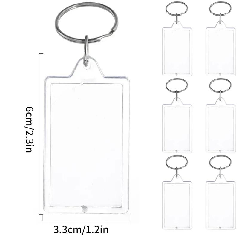 5/50pcs Transparent Photo Frame Keychain Tassels Snap-In Custom Insert Photo Acrylic Blank Keyring Clear Blank Picture Pendant