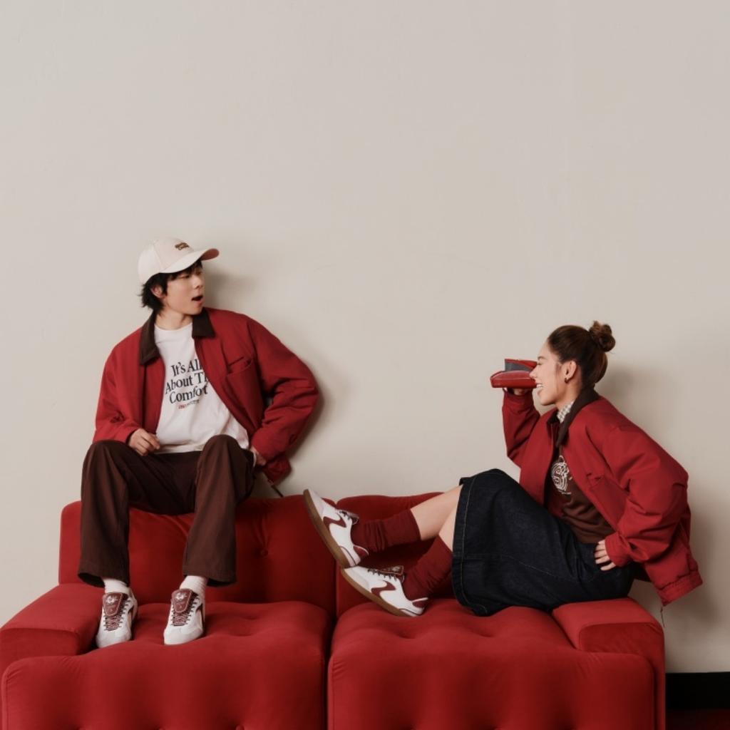 Skechers 26SS CNY Minimalist Comfortable Aesthetic Solid Color Fashion Versatile Classic Design Cotton Jacket Unisex Jacket Pale-Red L126U001-03LC