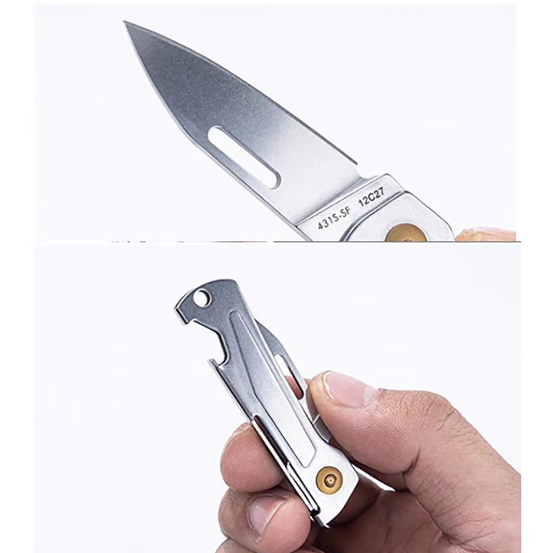 431S Fruit Knife 2Cr13 Steel Handle Folding Knife Sandvik 12C27 Steel Blade EDC Portable Pocket Knife Keychain Corkscrew Tool