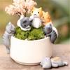 1Pc/6Pcs Funny Meow Cat Planter Miniature Landscape Mini Doll Balcony Decorative Planter Home Decoration