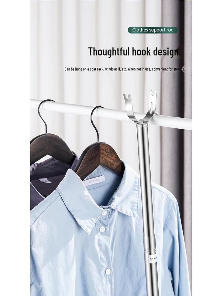 Extra Thick 304 Stainless Steel Retractable Clothes Drying Rod and Hanger for Household Use