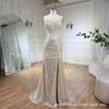 Off-white Slip Straps, Sexy Fit, Beaded High-end, Niche, Light Luxury Socialite Party Dress, Long Dress LA11111