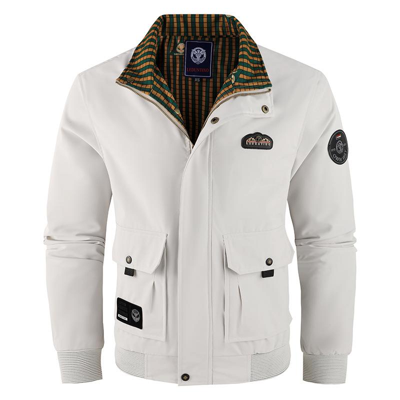 Men's Military Jacket Lightweight Casual Windbreaker Stand Collar Bomber Jackets Coat with Multi Pockets Zip Front Cargo Army Windbreaker for Men