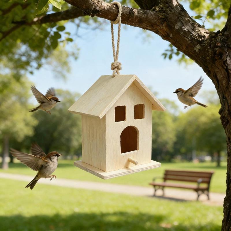 Wooden Mini Bird Cage Outdoor Hanging Birdhouse Box Wooden Bird Parrot Nest Bird Products Garden Bird Cages Home Yard Decoration