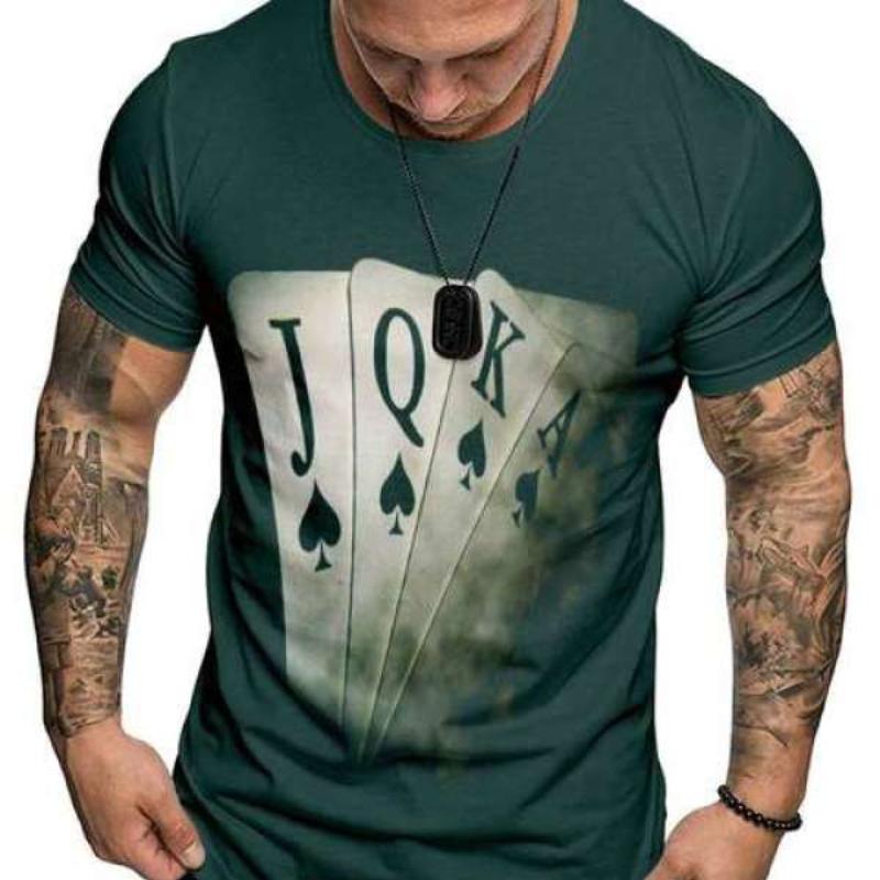 Tricou pentru bărbați la modă Poker JQK Tricou 3d Tricou supradimensionat Streetwear Casual mânecă scurtă Îmbrăcăminte bărbătească de vară Topuri pentru petrecere Tricouri