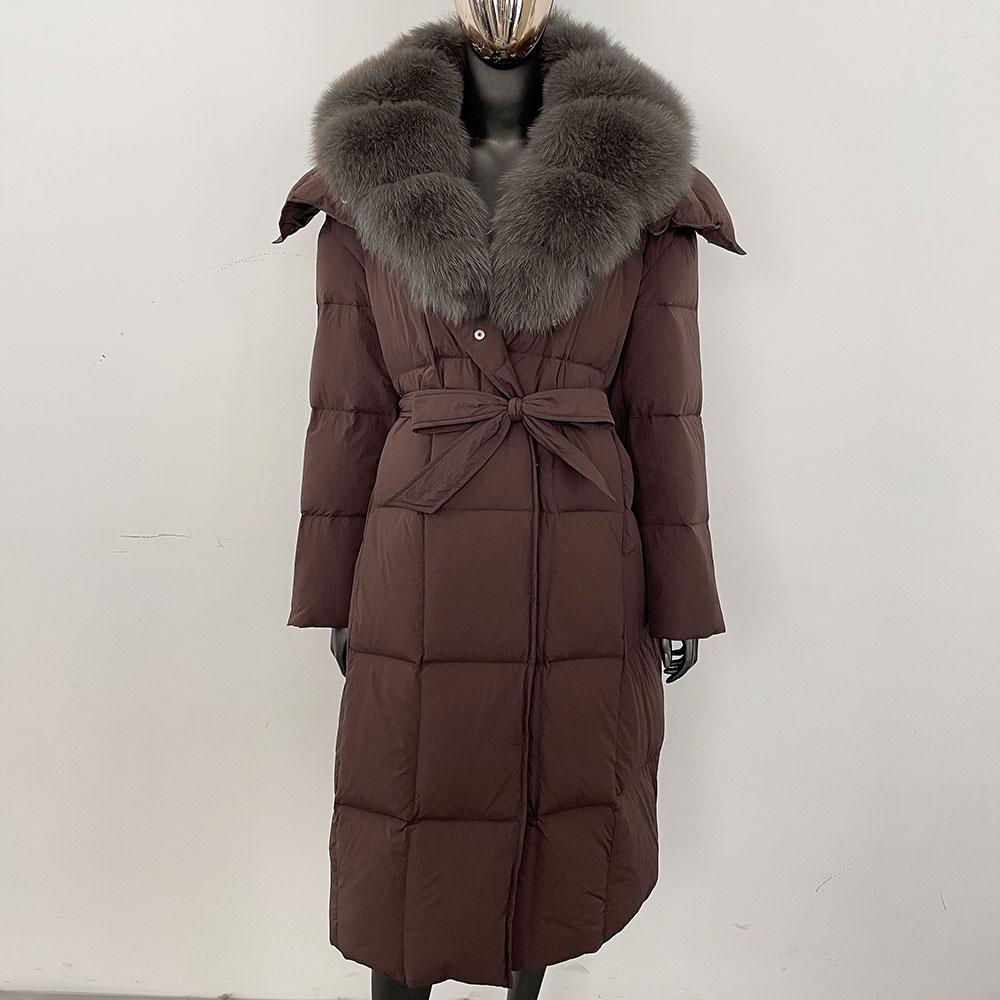 OFTBUY 2024 Winter Women Coat Real Natural Fox Fur Collar Thick Warm Long Jacket Turn-down Detachable Outerwear Streetwear