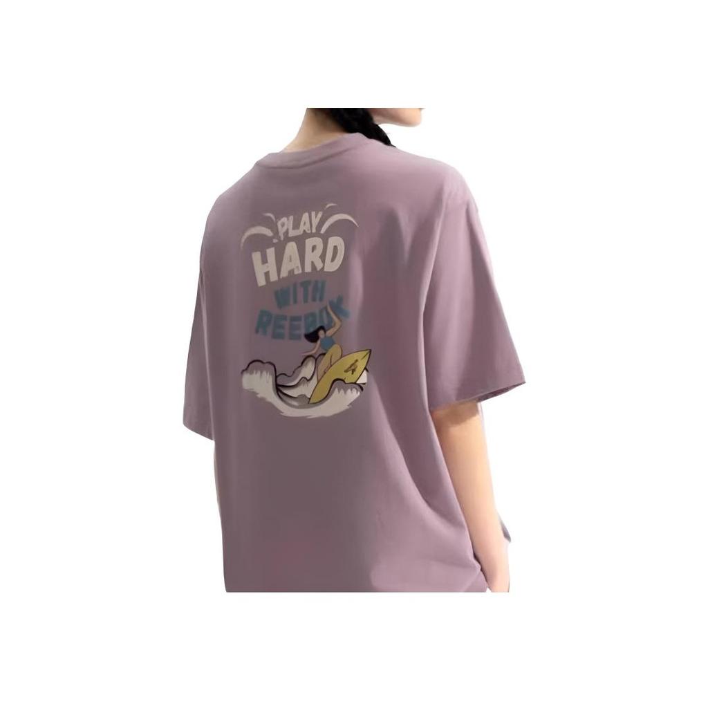Reebok American Style Comfortable Versatile Round Neck Loose Short Sleeve T-Shirt Unisex T-Shirts Gray Purple 24SRM433UGP3