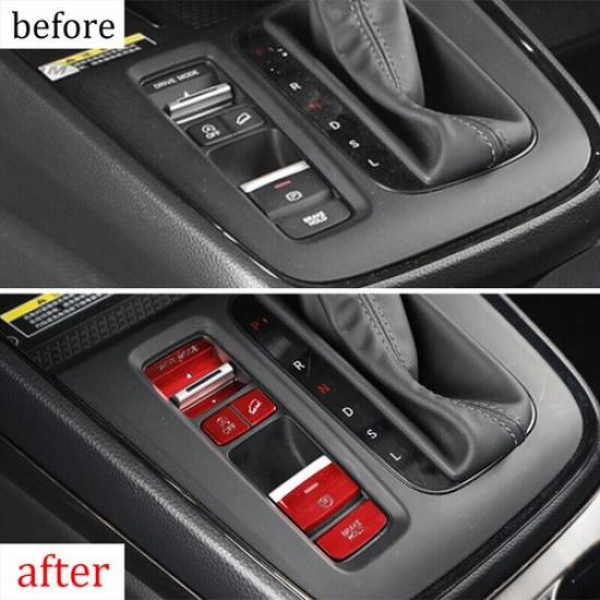 Red For Honda CRV CR-V -2024 Aluminum Console Gear Shift Button Cover Trim