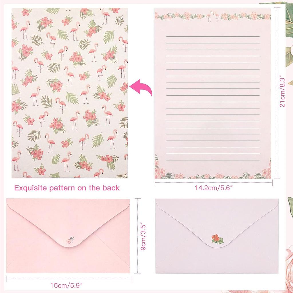 Stationary Paper and Envelopes Set, 36 PCS Lined Stationary Writing Paper with 18 PCS Matching Envelopes, Fresh Floral Style Letter Writing Paper for