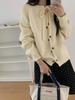 Women's Lace-Up Solid Knit Cardigan - 2026 Spring/Autumn Casual Loose Sweater Coat.