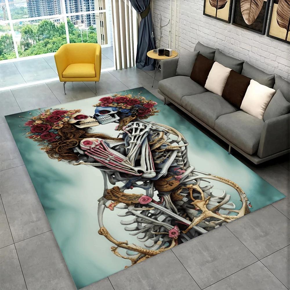 3D Creative Gothic Horror Skull Modern Area Rug,Carpet Rug for Living Room Bedroom Sofa Doormat Decor,Kitchen Non-slip Floor Mat