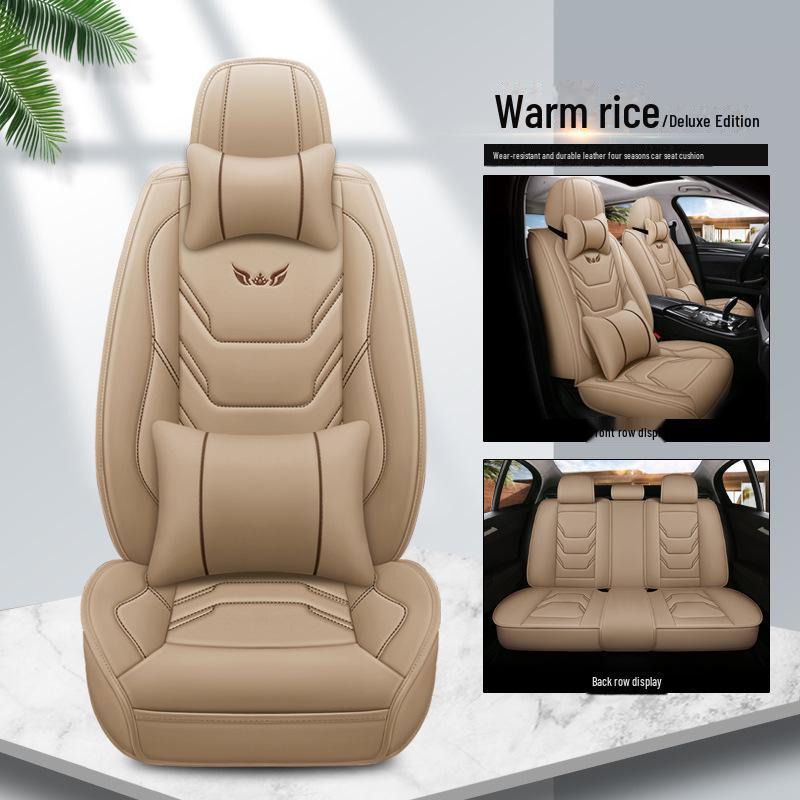 Cartoon Full Leather Female Car Seat Cushion - All-Season Simple Cover