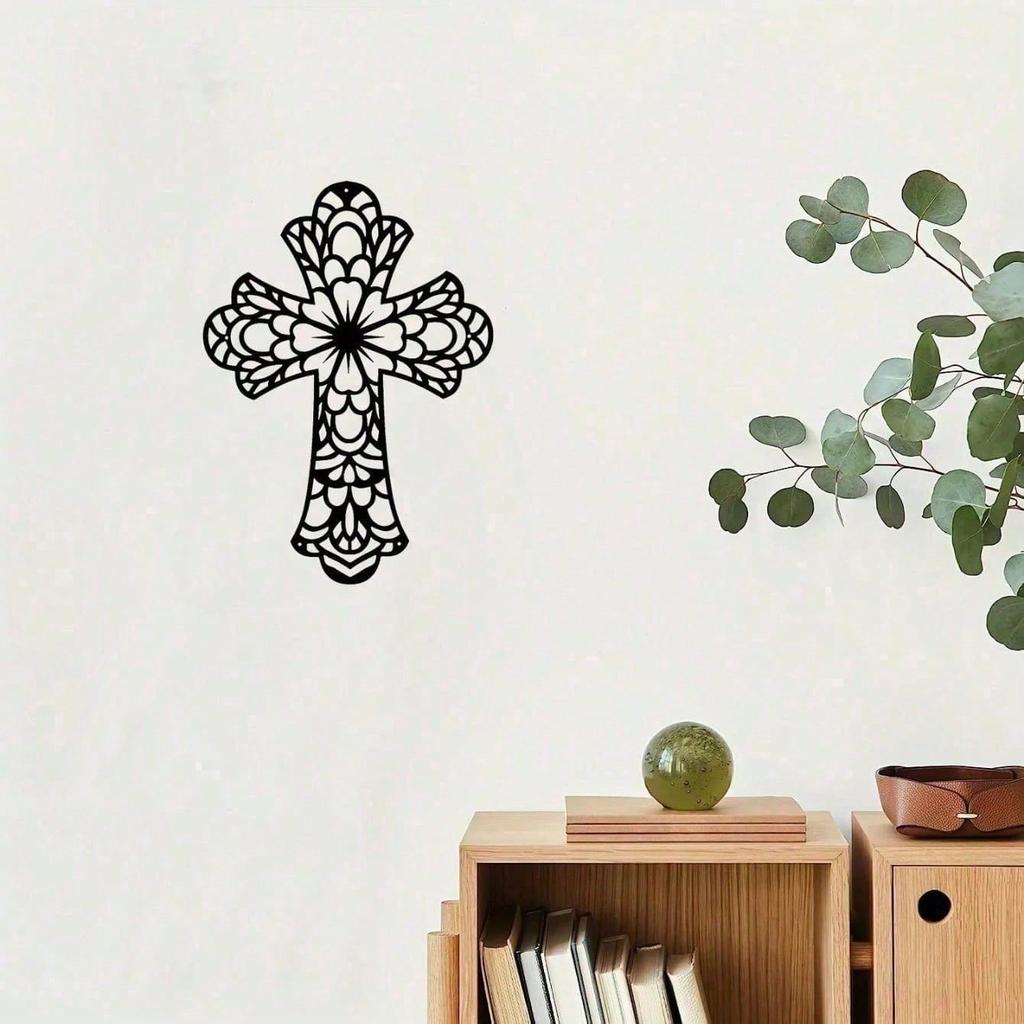 Rustic Iron Cross Wall Decor – Christian Religious Art for Home, Office, Gift