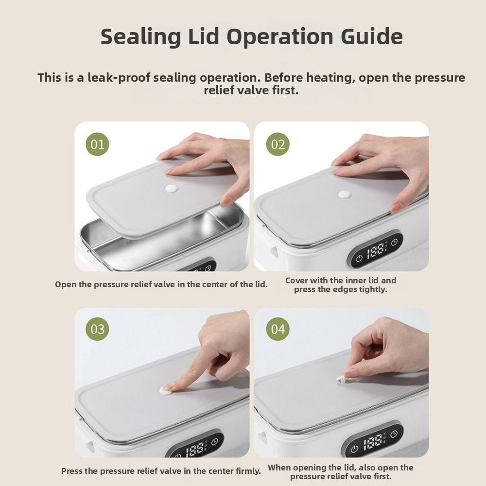 4-speed Temp Wireless Heating Food Container Cordless & Water-free Electric Lunch Box Travel Meals