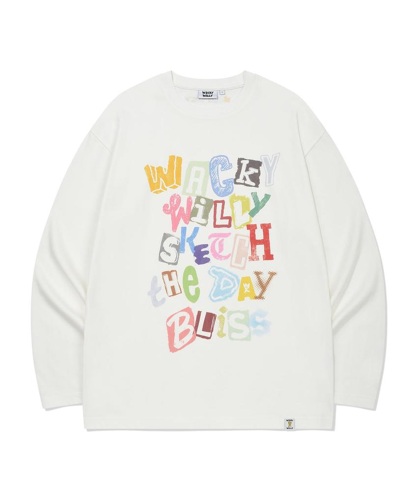 WACKY WILLY Typographic Long Sleeve White