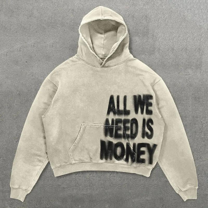 Fashion Women's Hoodies Retro Letter Graffiti Print Girl Daily Casual Pullover Spring And Autumn Long Sleeve Sweatshirt Women's Oversized Top Clothing
