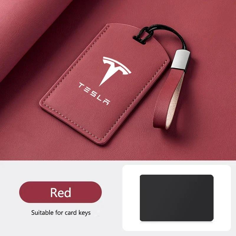 Car Sticker Tesla New Leather Car Smart NFC Card Key Cover Case Protector Shell Fob For Tesla Model 3 Model S X Y Keychain Acce