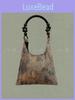 New Chinese Style Water Ripple Bamboo Leaf Print Zen Style Vintage High-quality Single-shoulder Handheld Cloth Bag