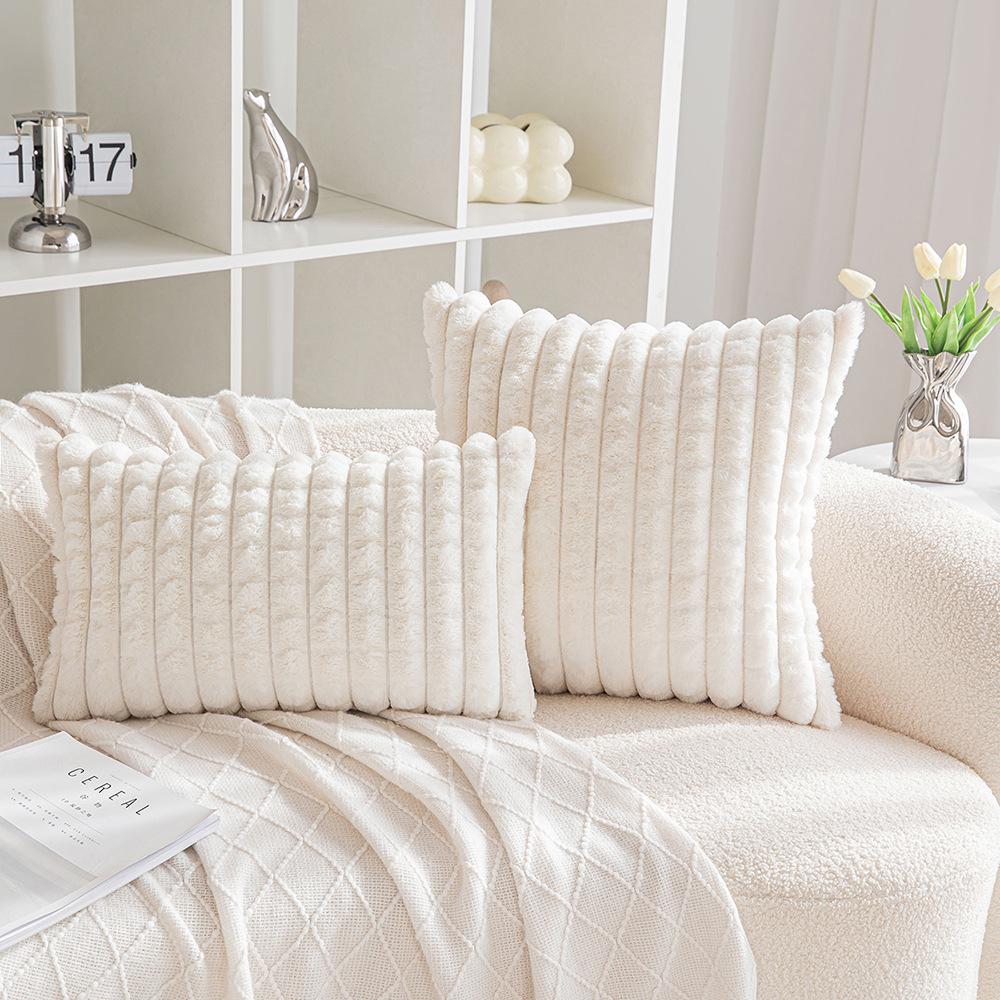 

Новая двусторонняя клетчатая наволочка из кроличьего меха однотонная простая мягкая для диванной подушки для гостиной подушка-подушка для талии 30 * 50Cm without core