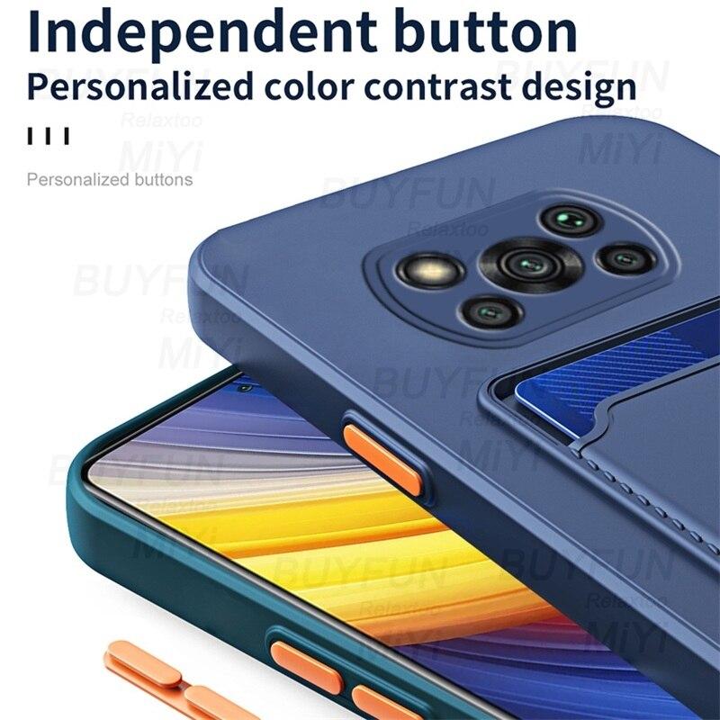 X3poco Fall Candy Farbe Brieftasche Karte Slot Weiche Silikon Telefon Abdeckungen für Xiaomi Poco Poko Wenig X 3 X3 Pro nfc Stoßfest Coque