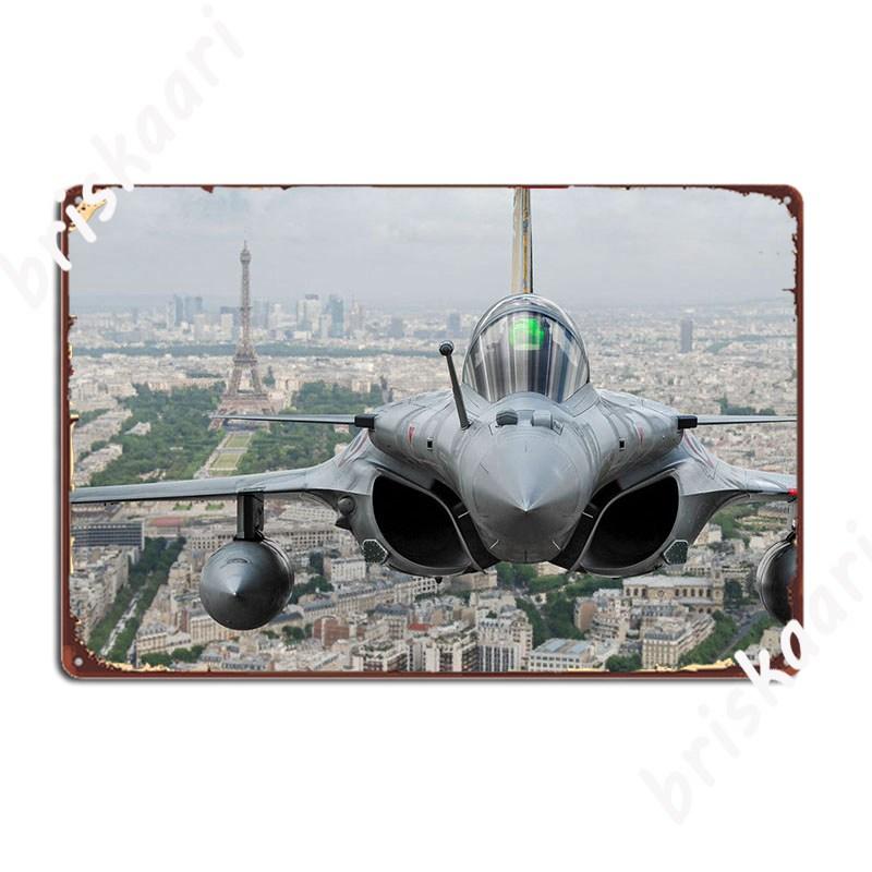 Rafale Over Paris Metal Plaque Poster Plates Customize Cinema Kitchen Mural Tin Sign Posters