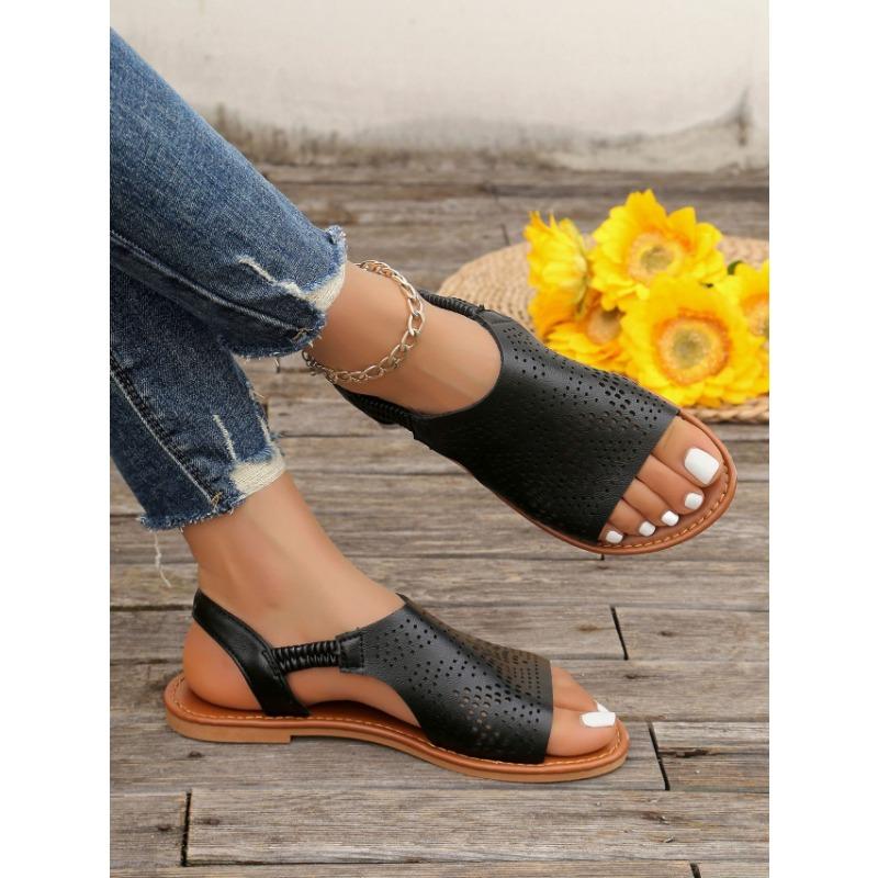 Women's Flat Sandals Women's Spring and Summer New Open Toe Fashion Beach Shoes Low Heel Comfortable Large Size Sandals