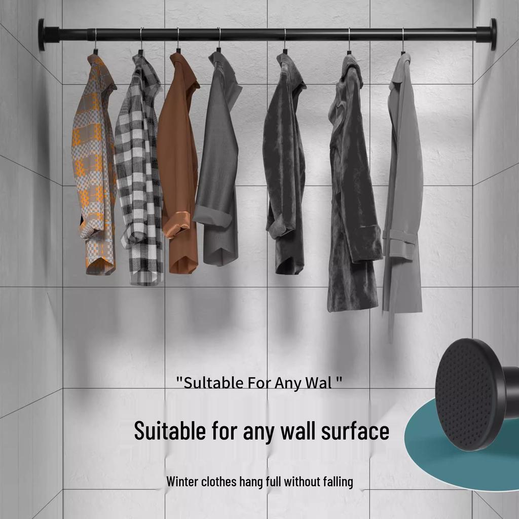 Nastavitelná teleskopická tyč bez vrtání pro sprchové závěsy, věšení oblečení, sušení na balkoně a organizaci šatní skříně