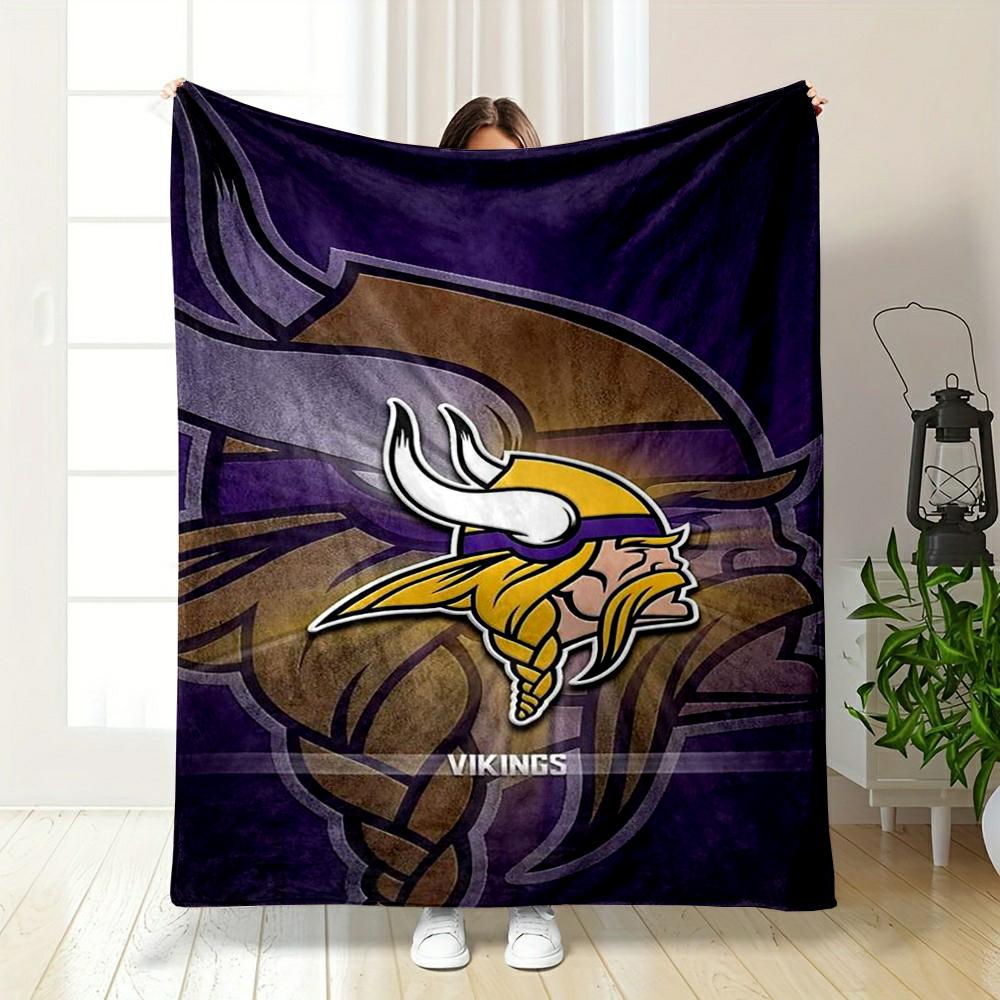Viking Warrior Logo Design In Purple Theme Flannel Blanket for Bedroom, Living Room, Sofa, and Nap Sofas.