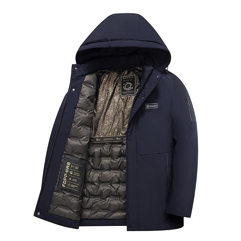 Men's winter removable hat medium and long thermal cotton-padded coat medium and old casual hooded cotton thickened cotton jacket