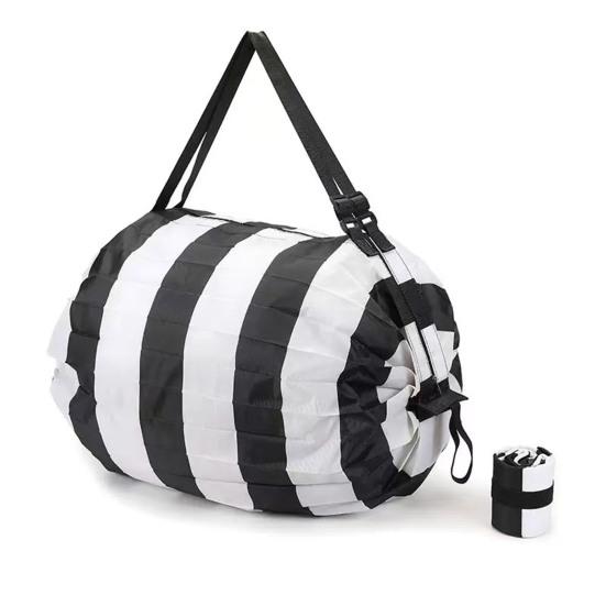 Reusable Folding Shopping Bag Foldable Grocery Tote Oxford Cloth Heavy Duty Duffle Bag with Adjustable