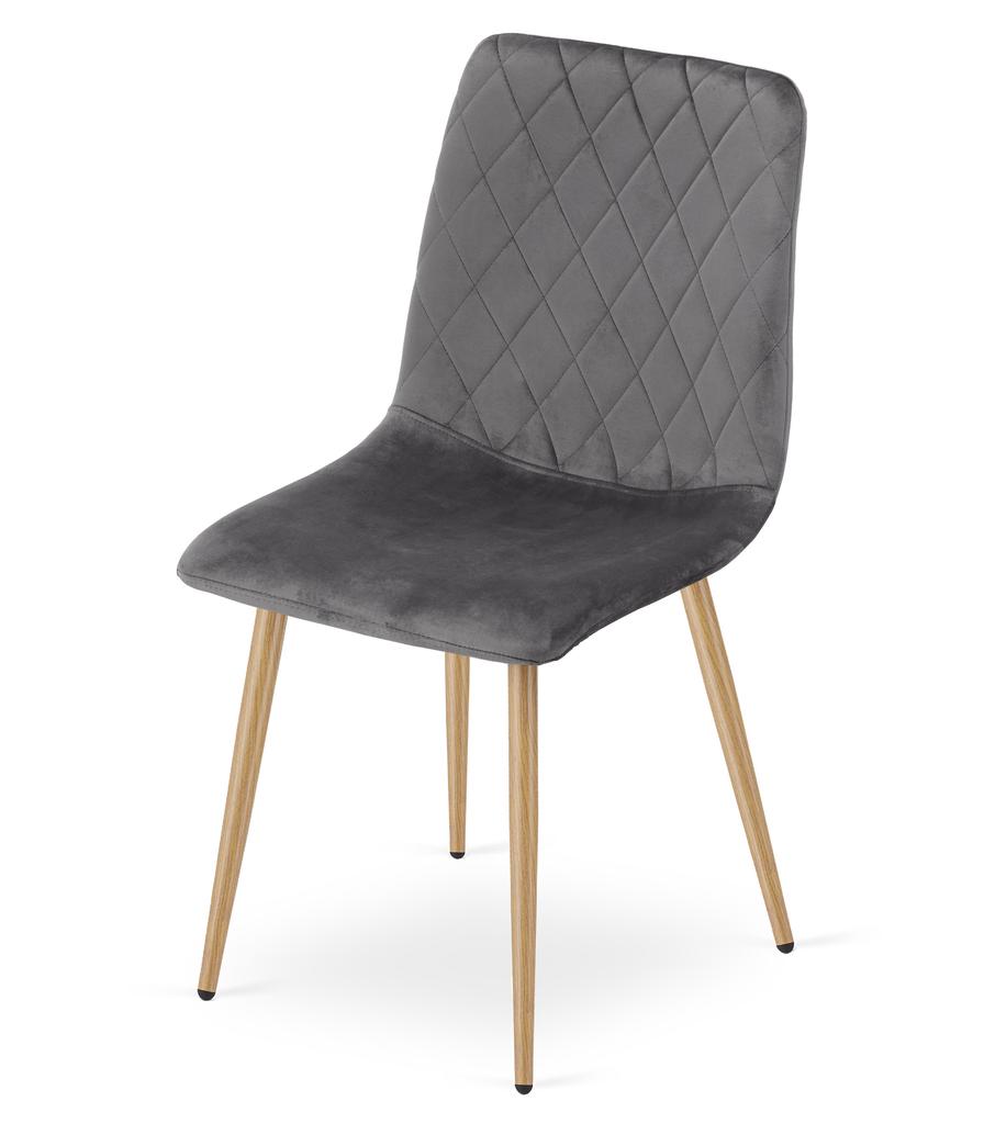 Turin Chair - Dark Grey Velvet / Wood-Coloured Legs X 2